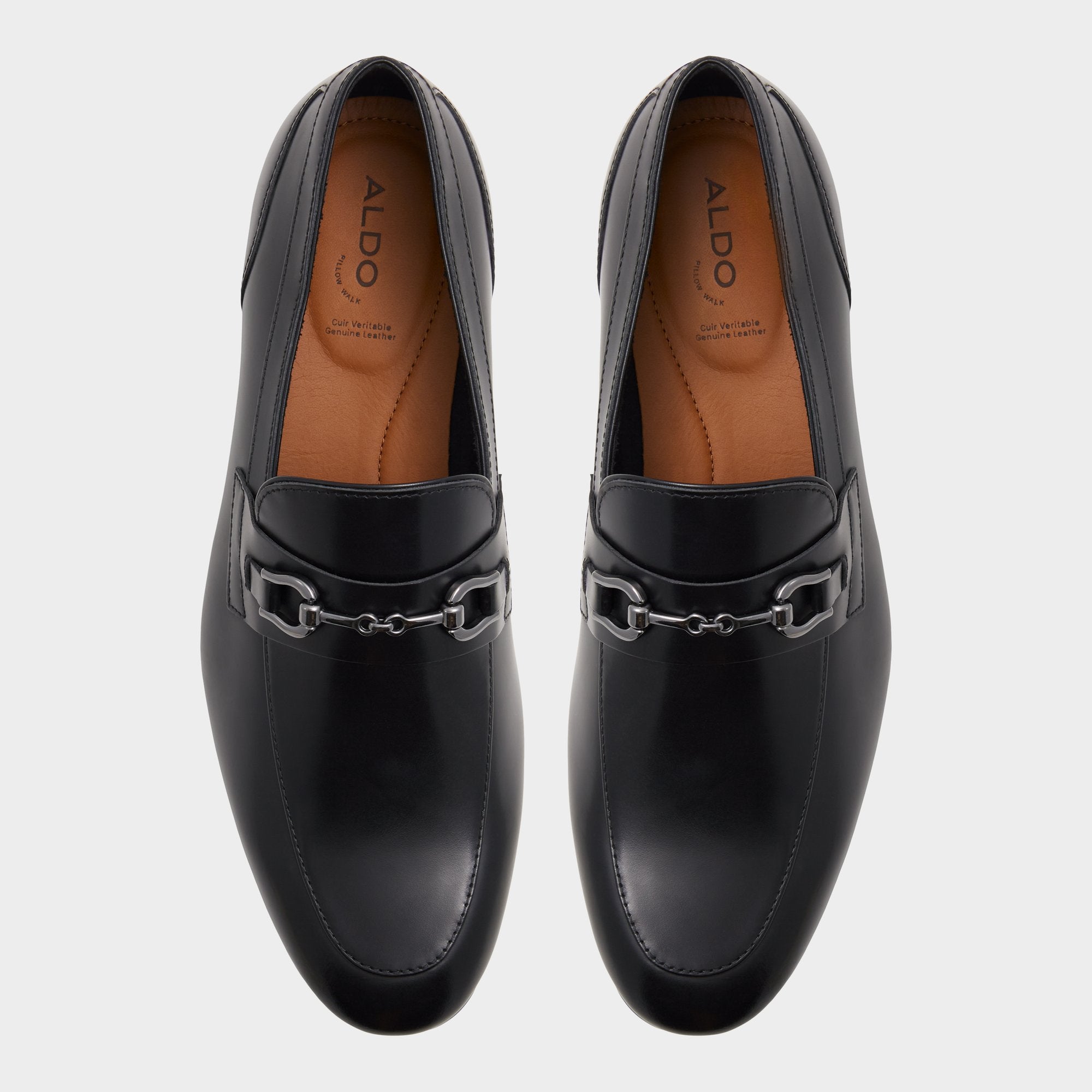 Aldo Marinho Open Black Leather Smooth Men's Dress Shoes - Loafer