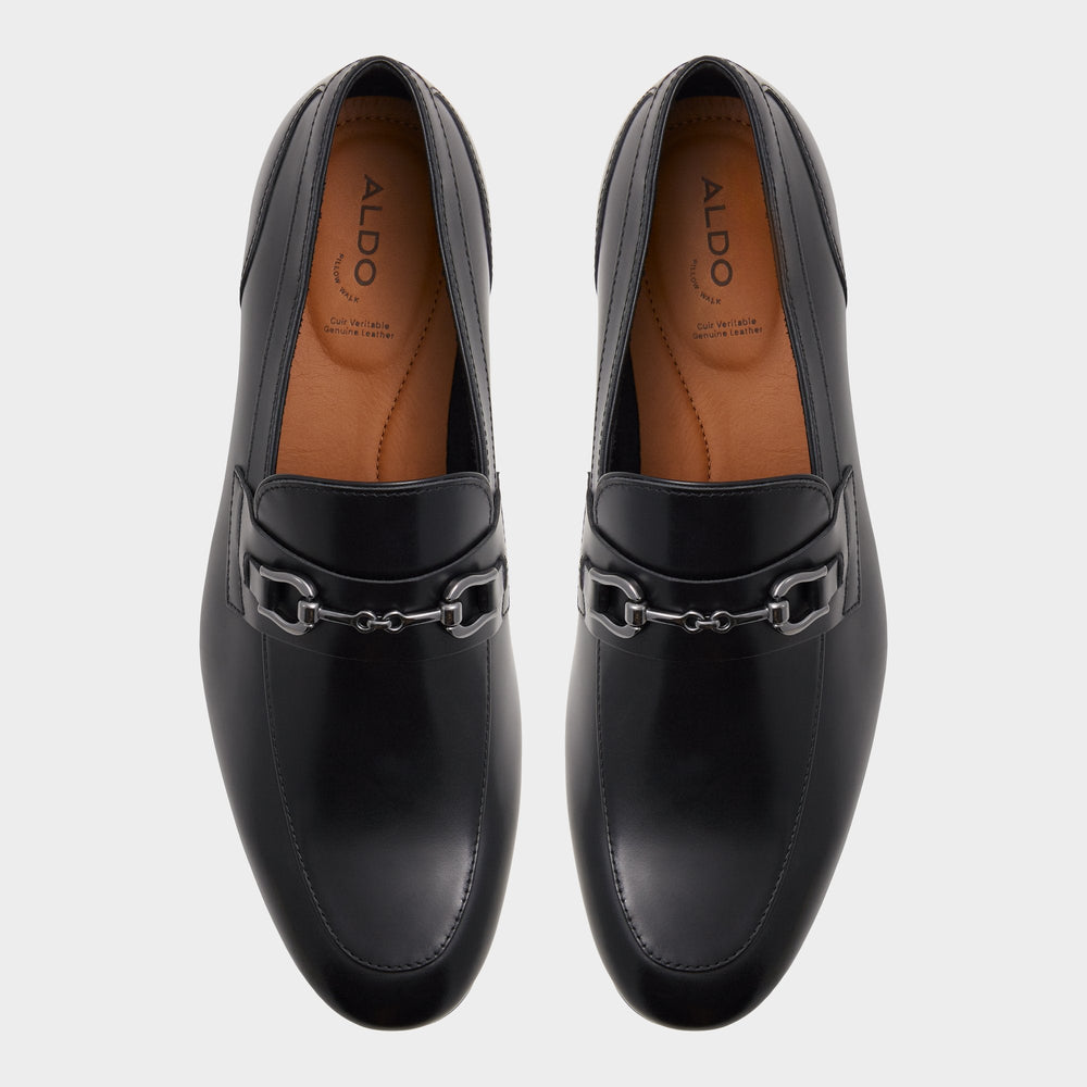 Aldo Marinho Open Black Leather Smooth Men's Dress Shoes - Loafer