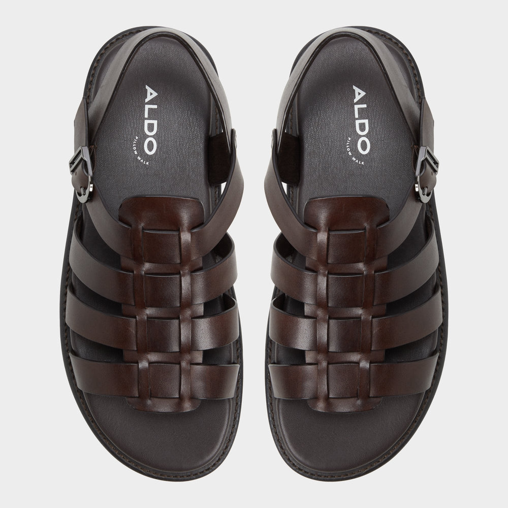 Aldo Warley Dark Brown Men's Sandals & Slides - Strappy flat sandal