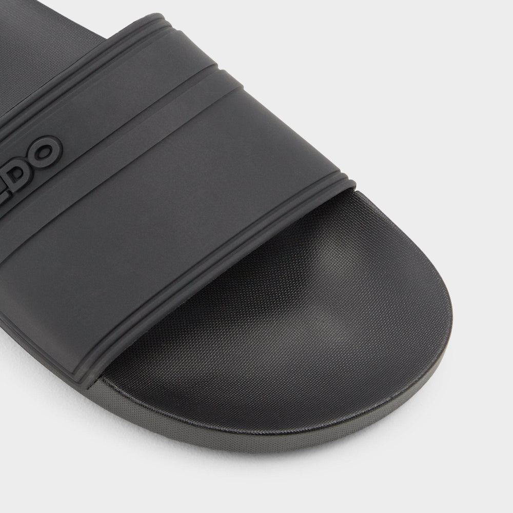 Aldo Dinmore Black Synthetic Rubber Men's Slides - Slide sandal