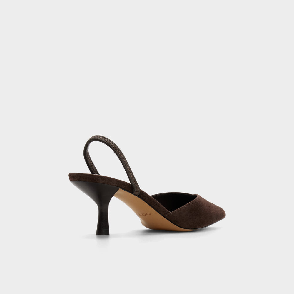 Aldo Re in Olivia Dark Brown - Sling back high heel, Stiletto heel