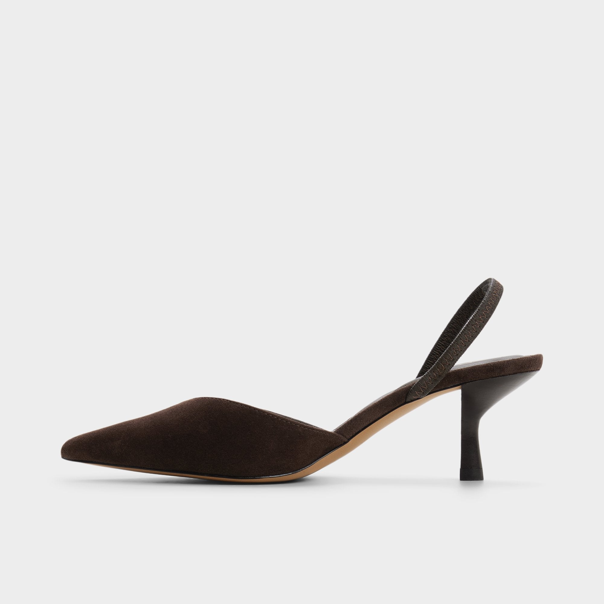 Aldo Re in Olivia Dark Brown - Sling back high heel, Stiletto heel
