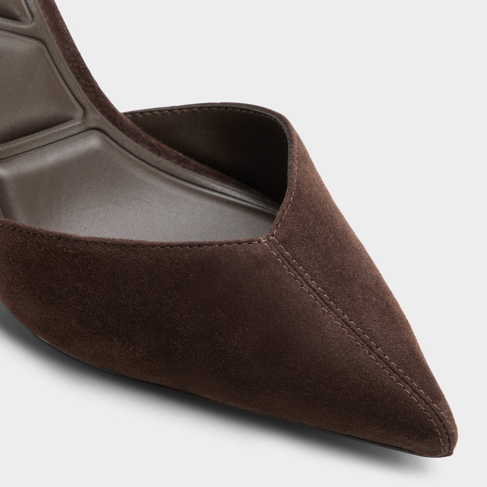 Aldo Re in Olivia Dark Brown - Sling back high heel, Stiletto heel
