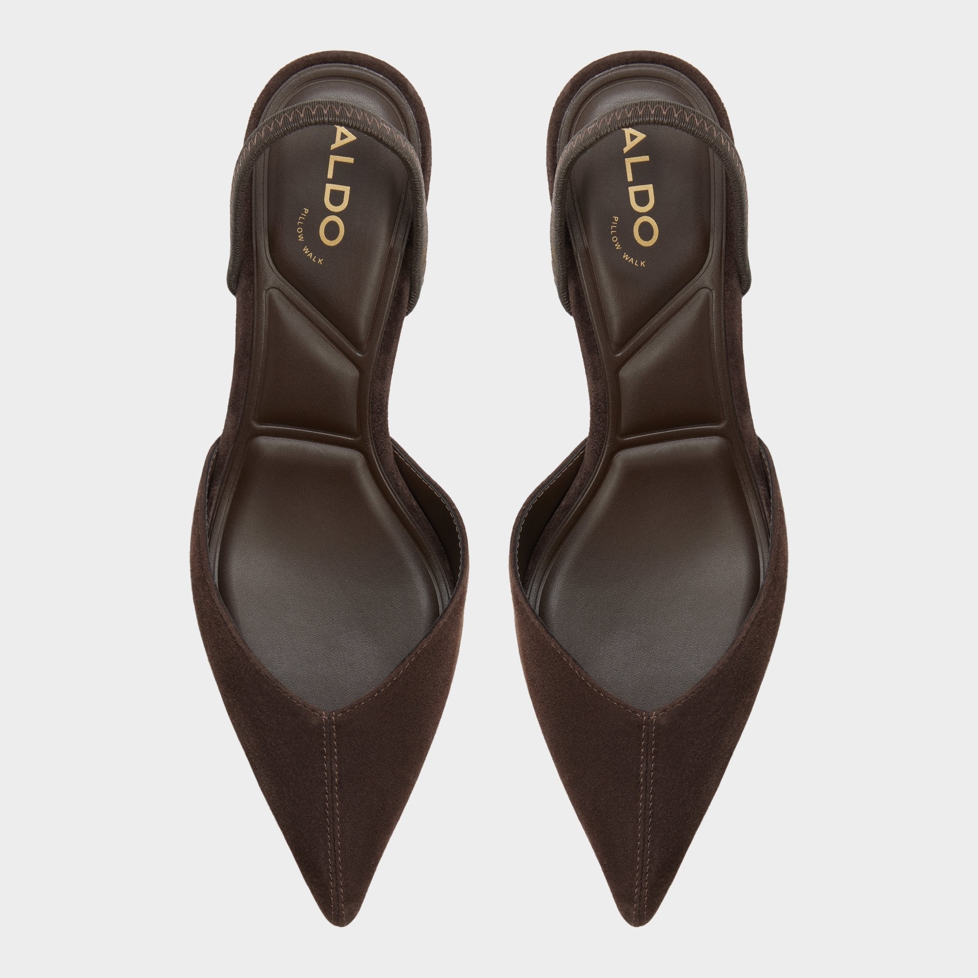 Aldo Re in Olivia Dark Brown - Sling back high heel, Stiletto heel