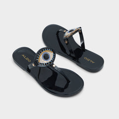 Aldo Ebariel Black/Gold Multi Women's Jelly Sandals & Flip Flops - T-strap sandal